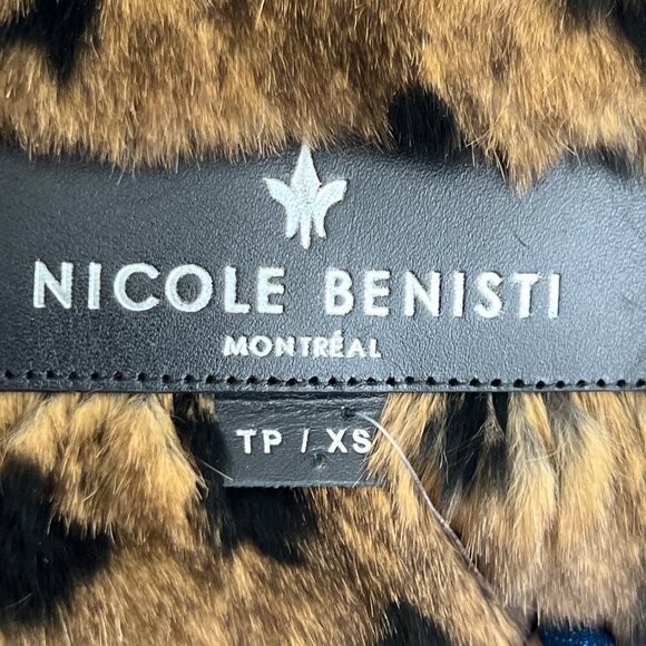 NICOLE BENISTI Fordham Down-Filled Coat Black Cheetah Gold Sz XS NWT - Picture 8 of 9